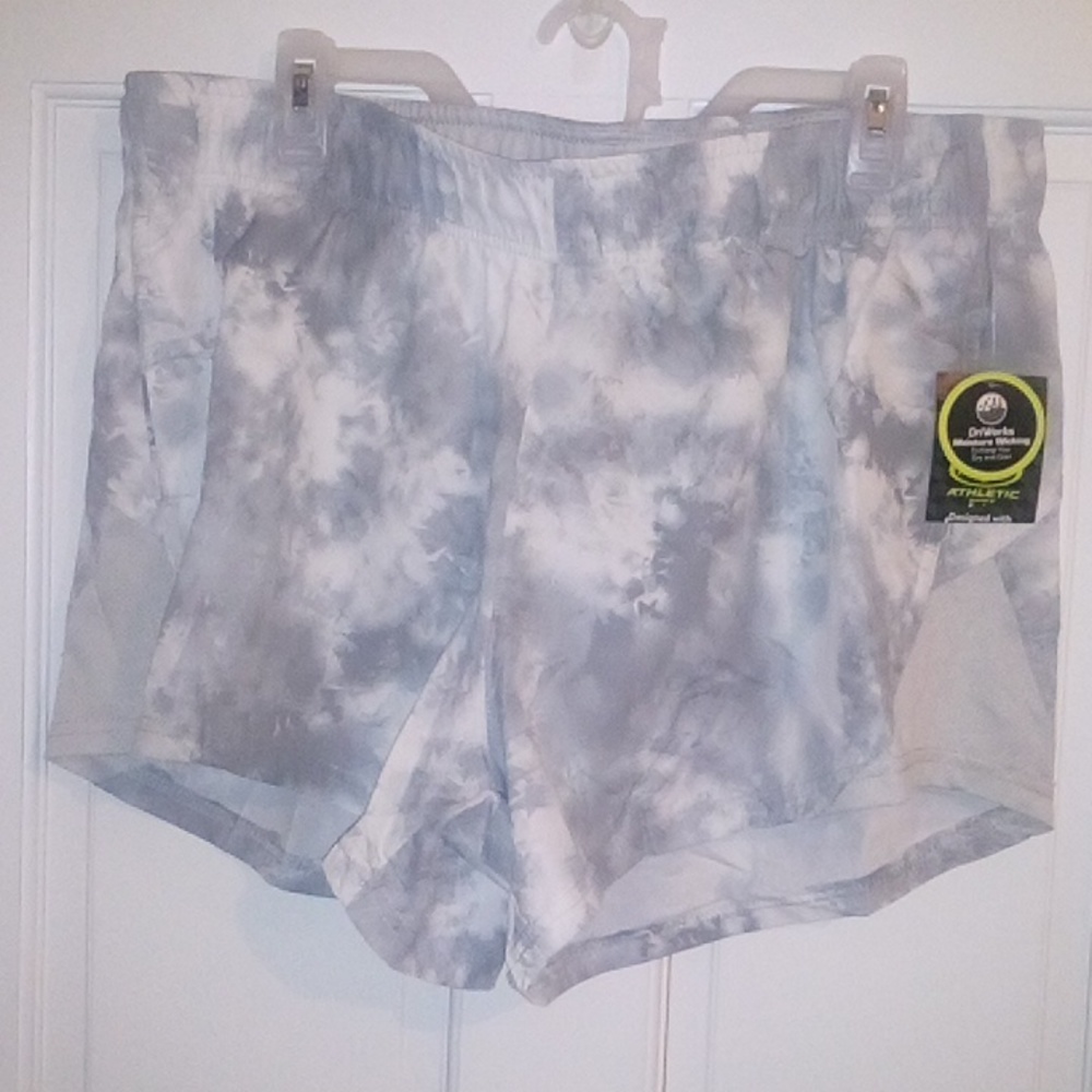 Real Running Shorts w/pockets, built in liner/panty Size XL (16-18) Grey marble